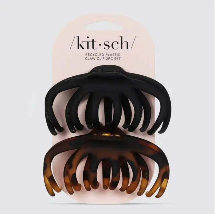 Recycled Plastic Octopus Claw Clips 2pc – Black & Tort