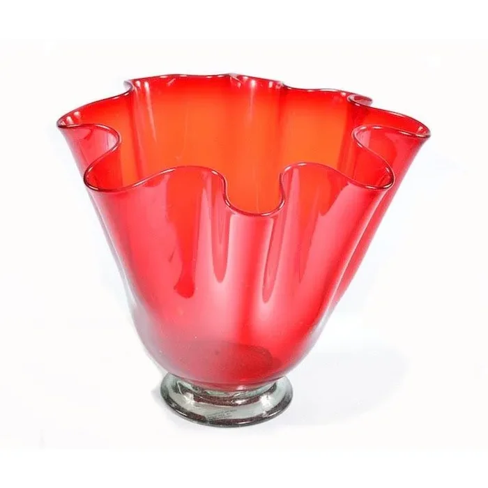 Red Orange Wavy Glass Bowl on Sale
