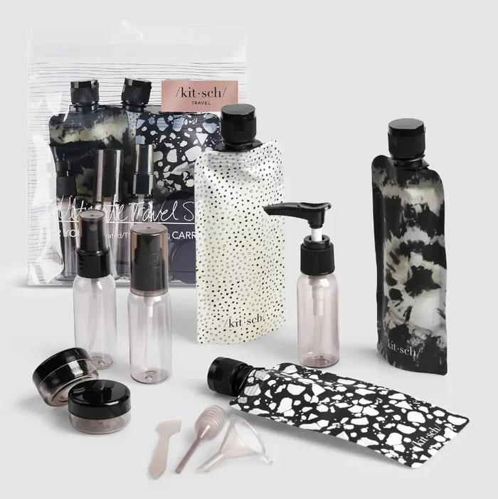 Refillable Ultimate Travel 11pc Set – Black & Ivory