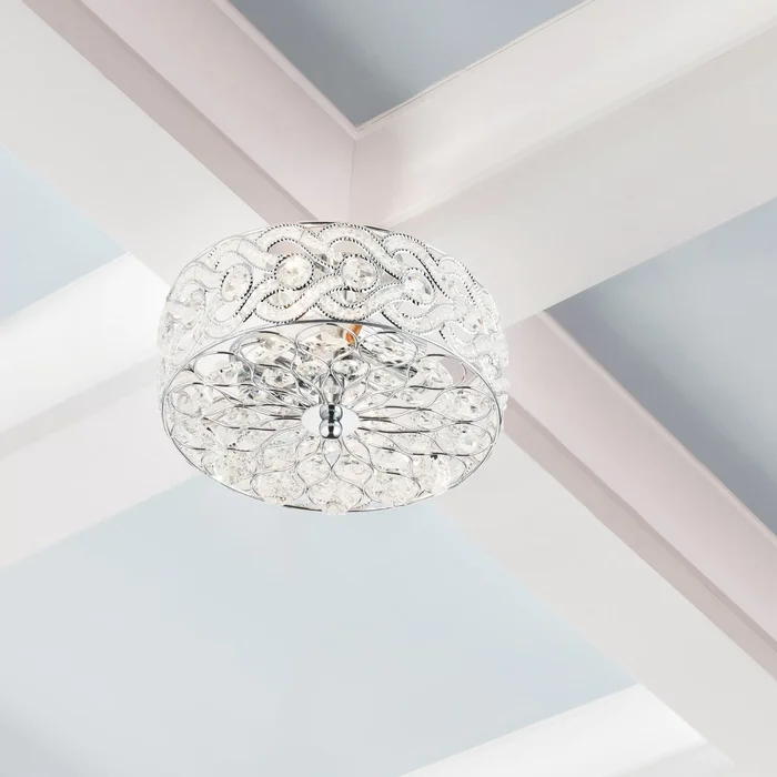 River of Goods Olivia Braided Metal and Crystal 11.5-inch Semi-Flush Mount Ceiling Light – 11.5″ x 11.5″ x 6.375″