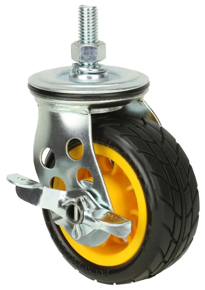 Rock N Rollerr RCSTR4X2 4″ x 2″ Ground Glder Wide Caster with Brake (upgrade for R2) – 2pk