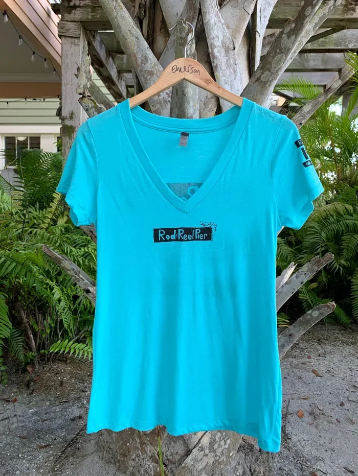 Rod & Reel Pier Womens V-Neck T-Shirt