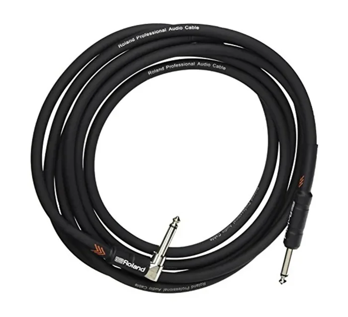 Roland RIC-B10A, Black Series 1/4″ Plug to 1/4″ Right-Angle Plug Instrument Cable – 10 Ft