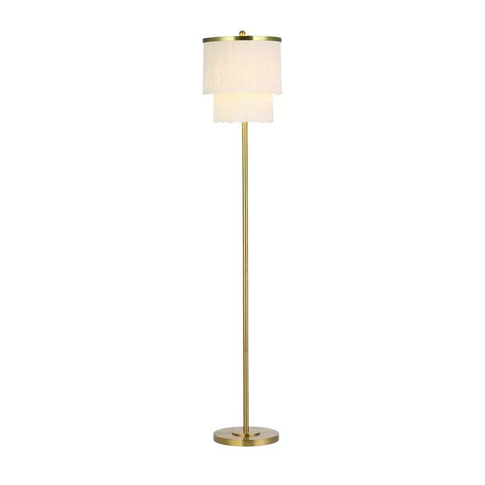 Rosa River of Goods Metal Floor Lamp With Fringe Shade