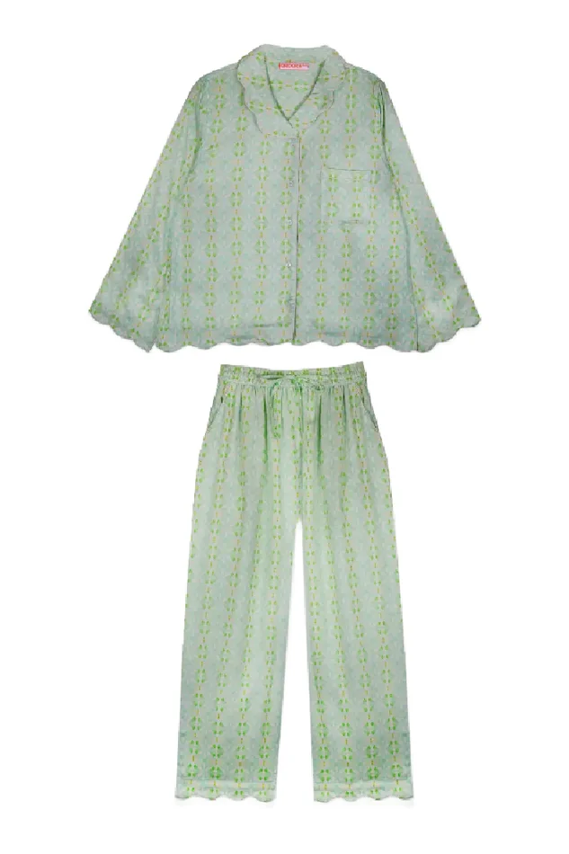 Scalloped Pajama Set, Long – Elephant Falls