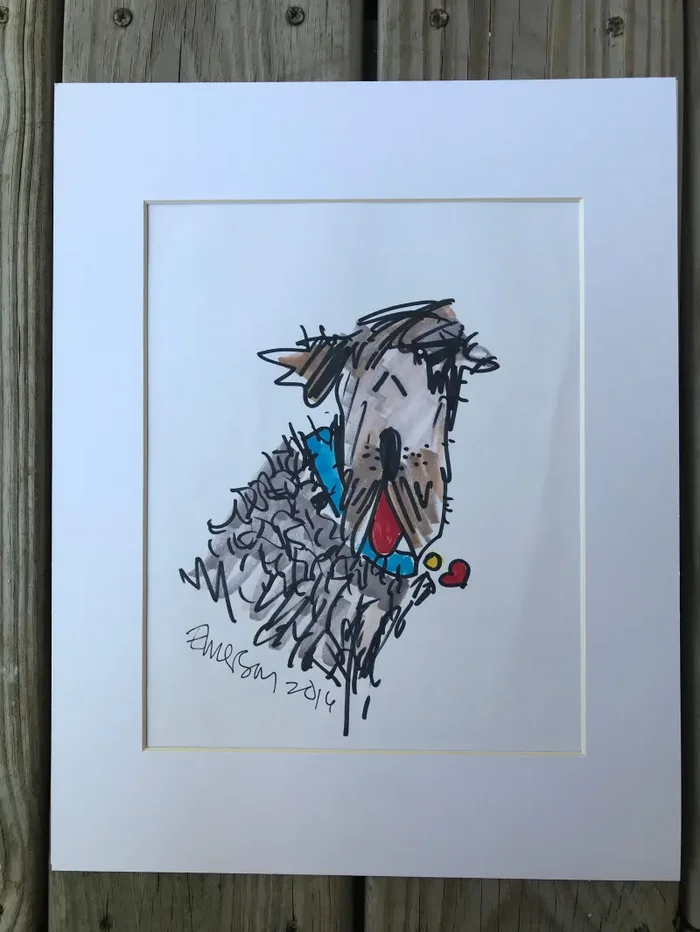 SCRUFFY DOG Original Matted Print
