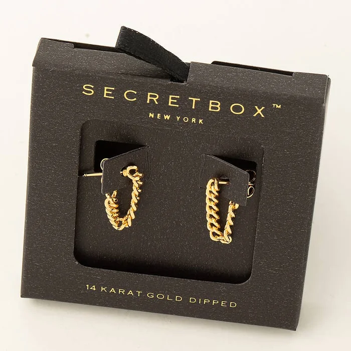 Secret Box Mini Chain Link Thread Earrings: Gold
