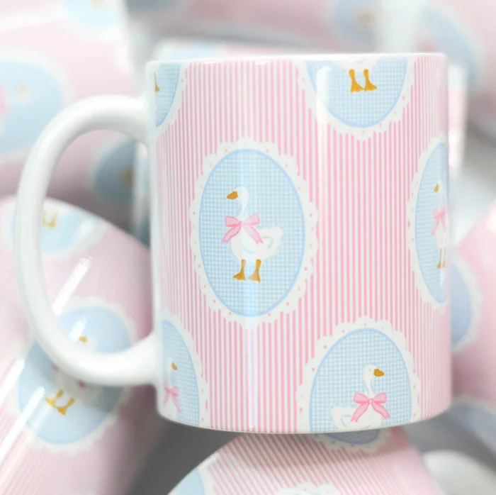 Seersucker Coquette Goose Ceramic Mug, Grandmillenial