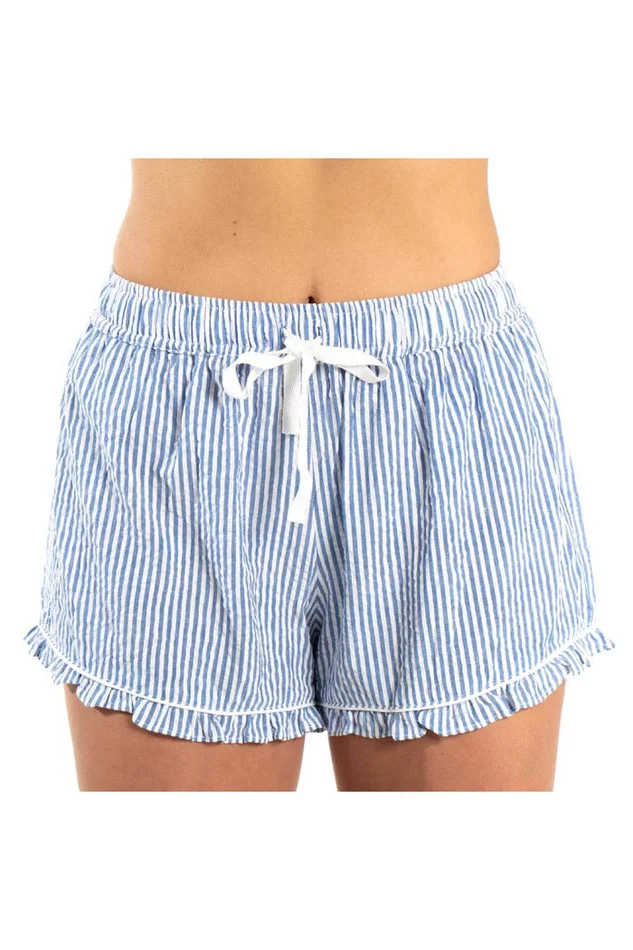 SEERSUCKER SHORTS WITH RUFFLE
