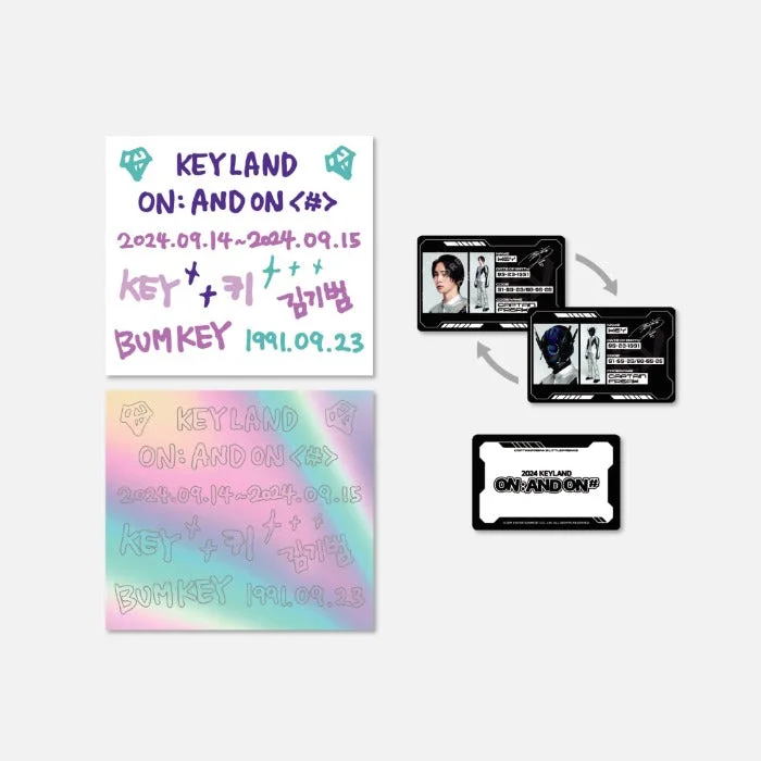 SHINee Key – On : And On # 2024 Keyland Official MD Lenticular Id Card + Fanlight Deco Sticker Set