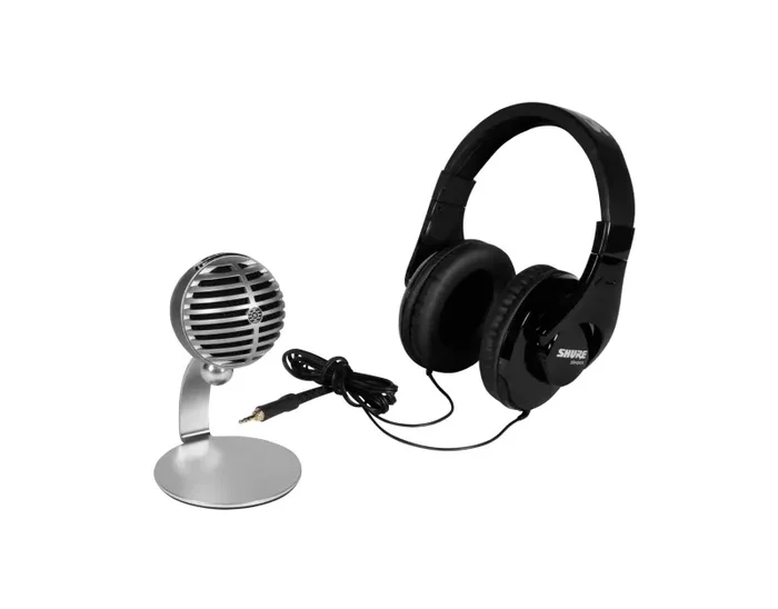 Shure Mobile Recording DJ Package with SRH240A Headphones and MV5 Microphone Including Lightning and USB Cables