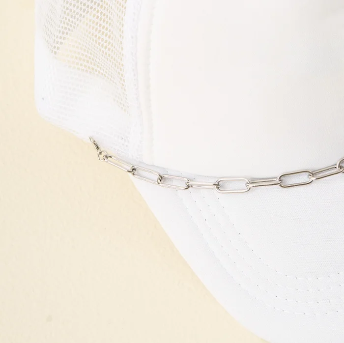 Silver Trucker Hat Paperclip Chain