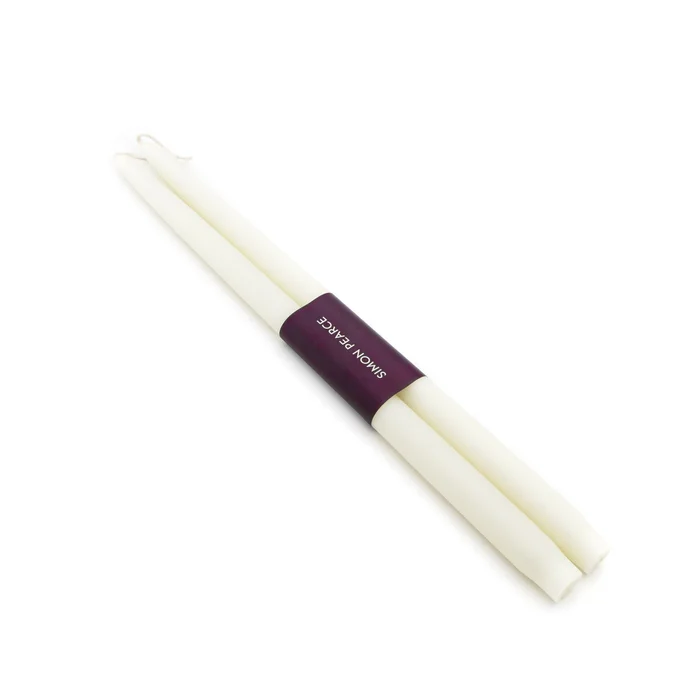 Simon Pearce Pair Of Ivory Taper Candles, 9″