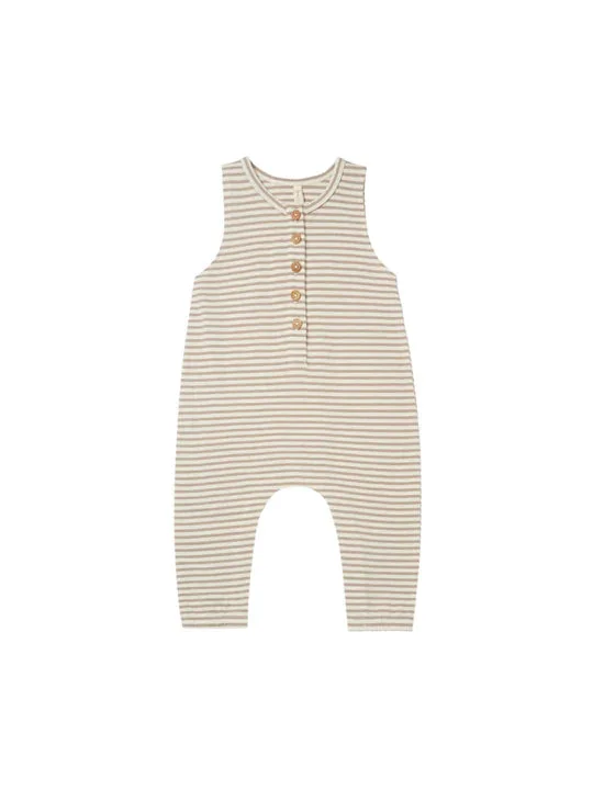 Sleeveless Jumpsuit – Warm Grey Stripe