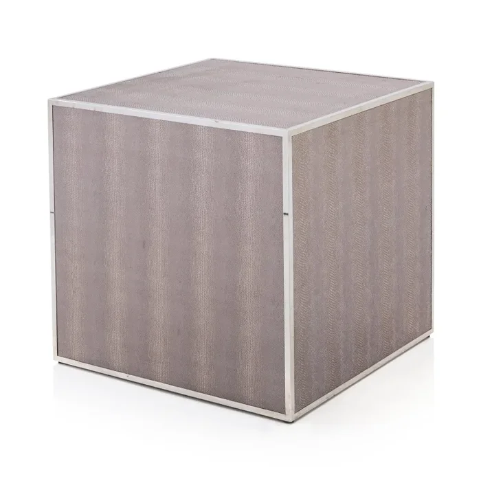 Snake Skin Vinyl Square Pedestal with Metal Frame Online