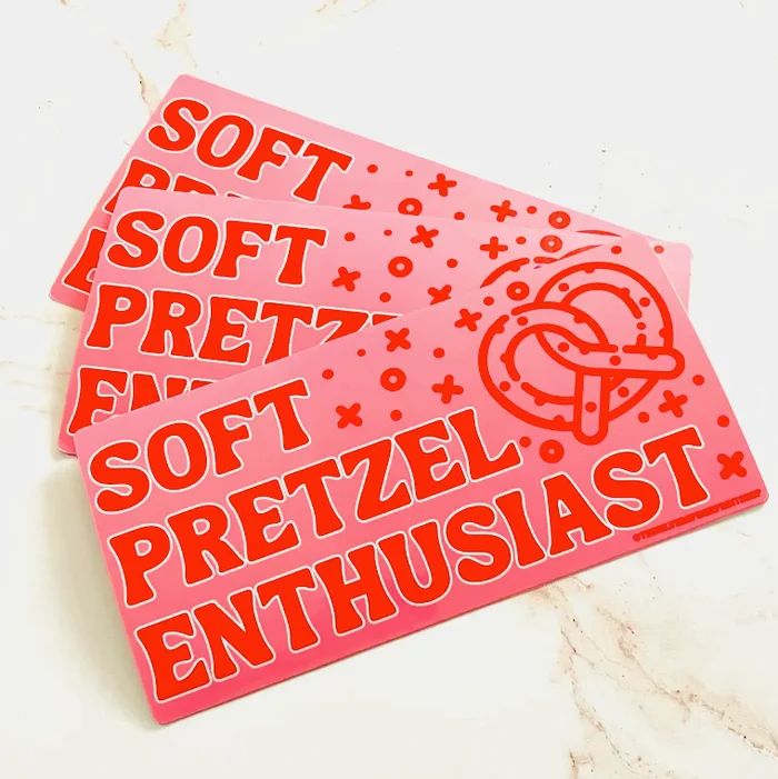 Soft Pretzel Enthusiast Pink Junk Food Funny Bumper Sticker