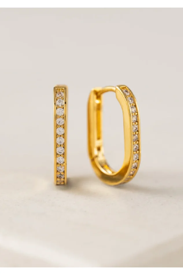 SOLANA PAPERCLIP HOOP EARRINGS-GOLD