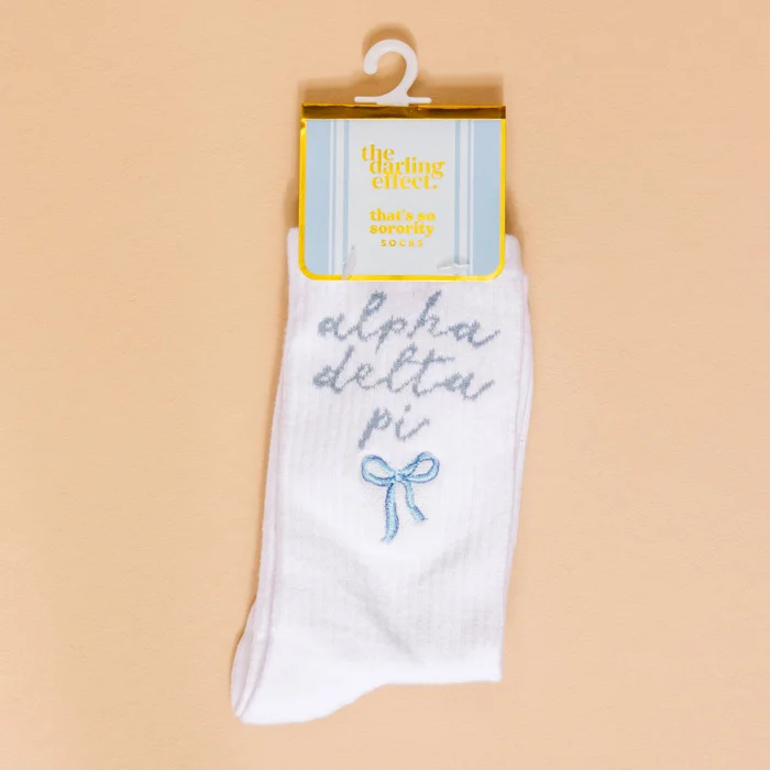 Sorority Embroidered Crew Socks: Alpha Delta Pi