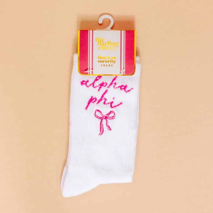 Sorority Embroidered Crew Socks: Alpha Phi