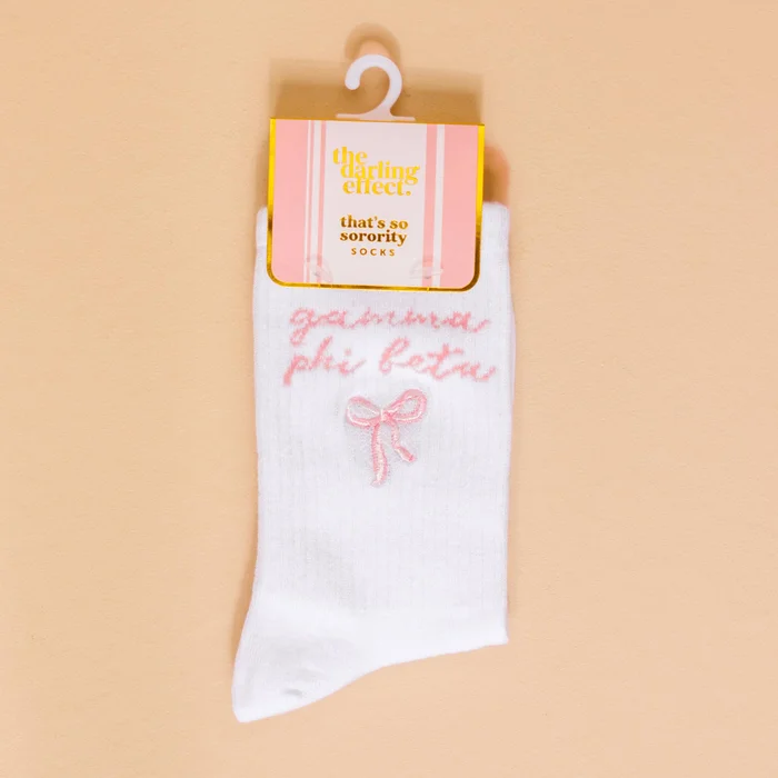 Sorority Embroidered Crew Socks: Gamma Phi Beta