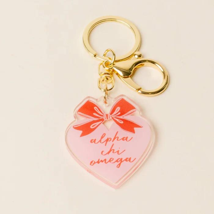 Sorority Sweetheart Bow Acrylic Keychain: Alpha Chi Omega