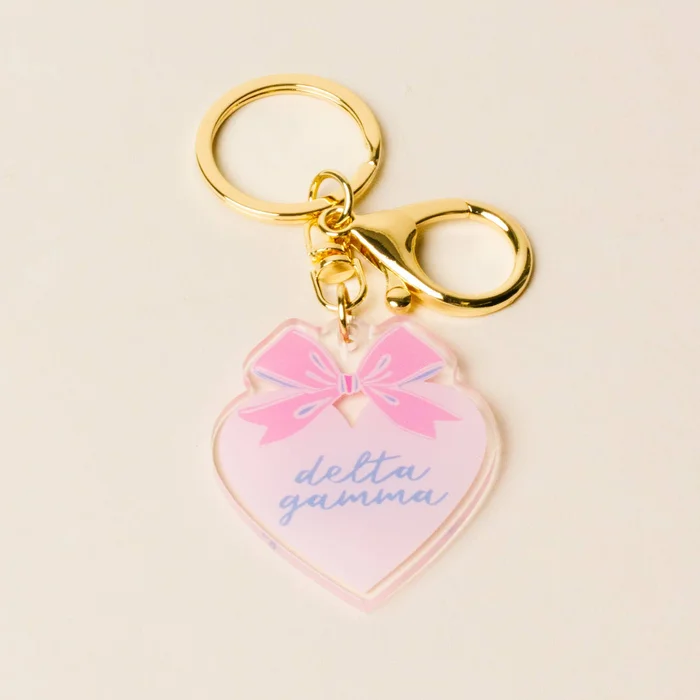 Sorority Sweetheart Bow Acrylic Keychain: Delta Gamma