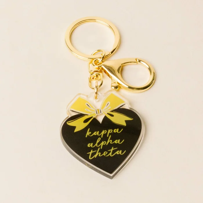 Sorority Sweetheart Bow Acrylic Keychain: Kappa Alpha Theta