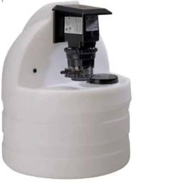 Stenner 15-Gallon White Tank, Single Adjustable Output Pump (25psi), #4 tube, 35 Gallons per day, 220v