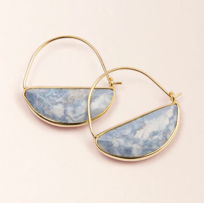 Stone Prism Hoop – Blue Howlite/Gold