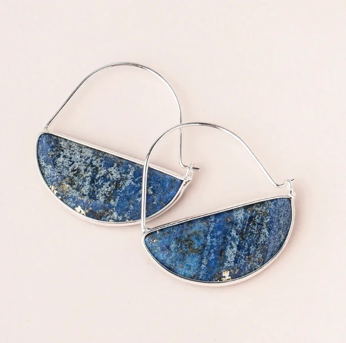 Stone Prism Hoop – Lapis/Silver