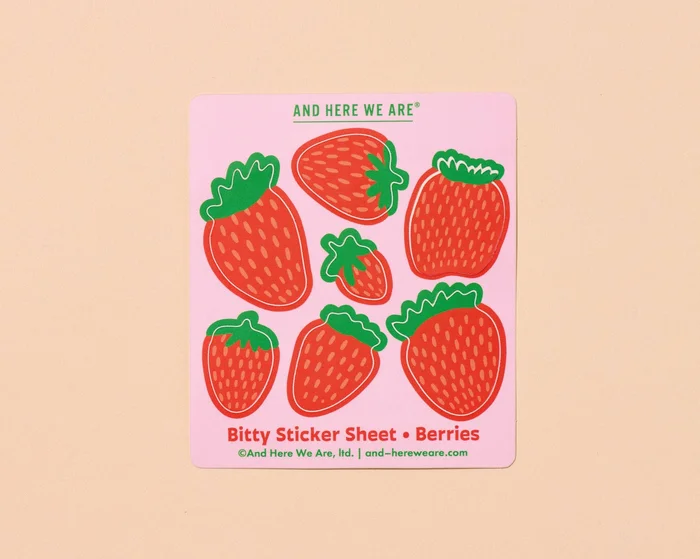 Strawberries Bitty Vinyl Sticker Sheet