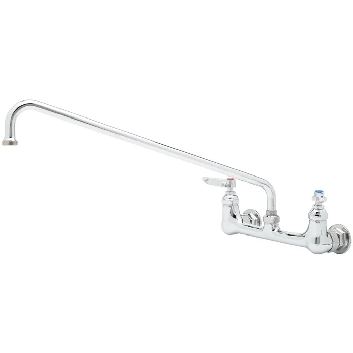 T&S Brass B-0230 Wall Mount Swivel Base Mixing Faucet, 8″ Centers, 1/2 IPS Flanged Female, 18″ Swing Nozzle (065X)