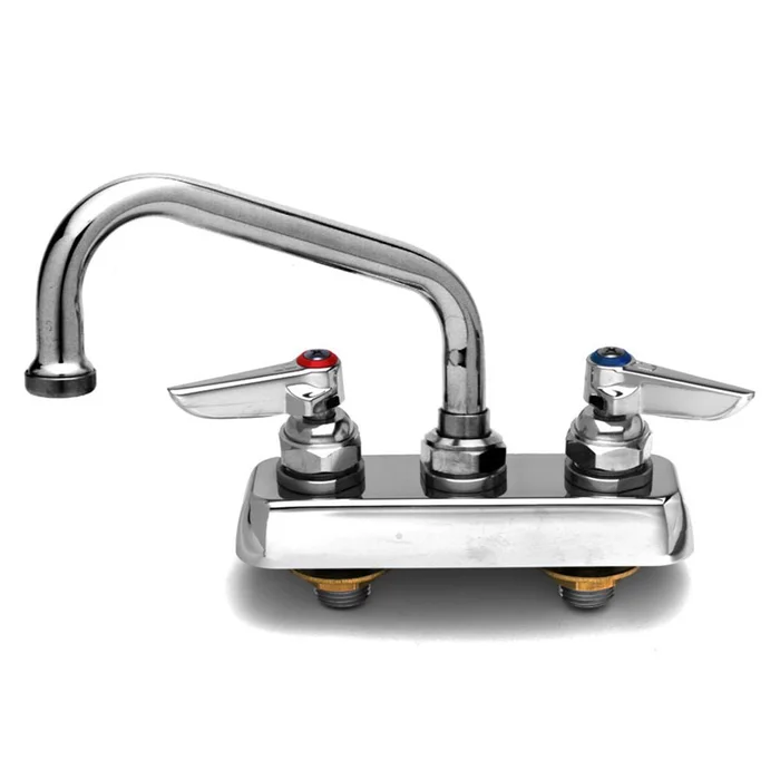 T&S Brass B-1111 Deck Mounted Workboard Faucet with 4″ Centers, 8″ Swing Nozzel