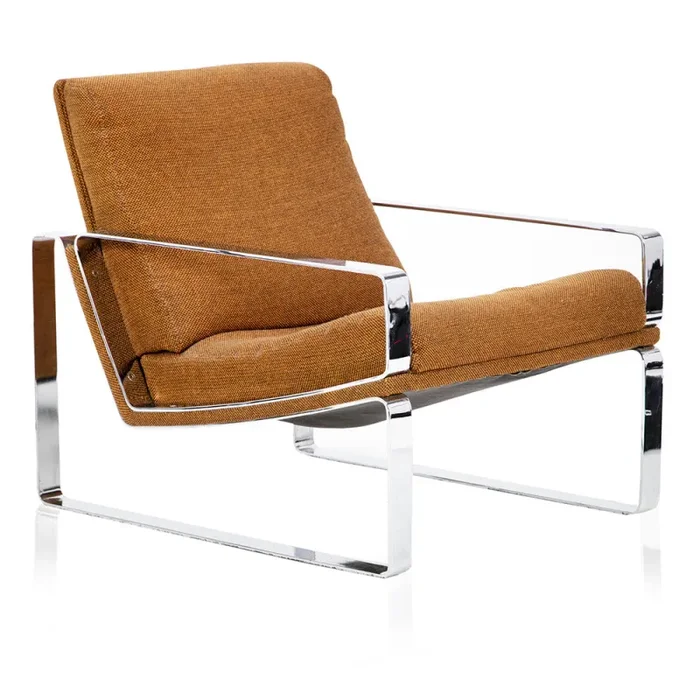 Tan Armchair with Chrome Frame