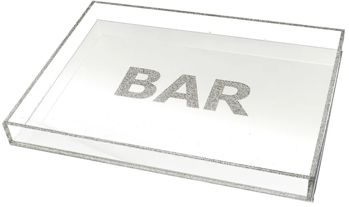 Tara Wilson White W/Silver Glitter Acrylic Bar Tray