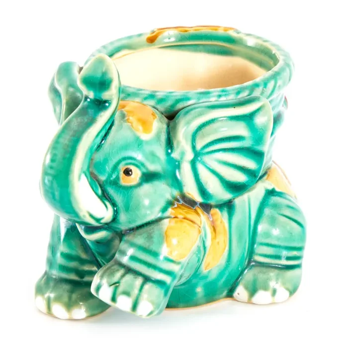 Teal Green Elephant Potted Planter