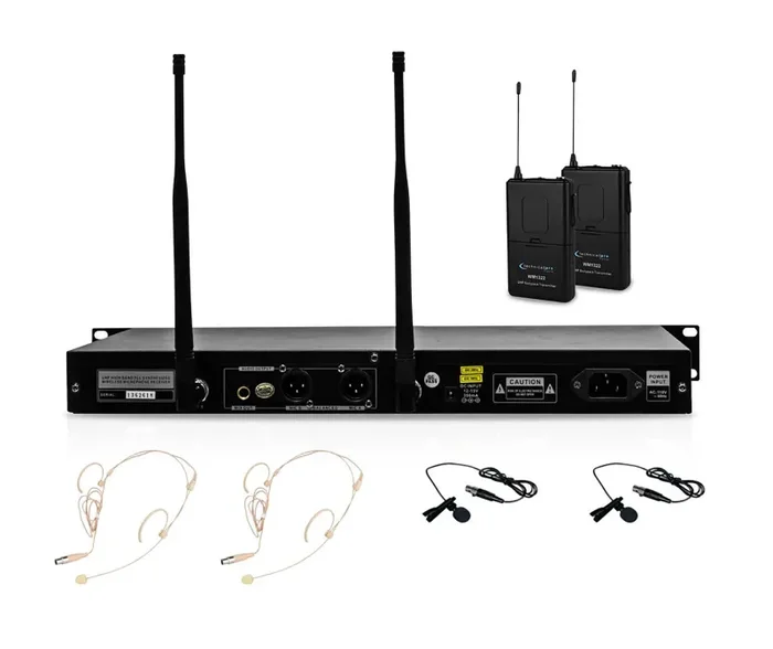 Technical Pro WM1352 Professional UHF Dual Wireless Microphone Lapel and Headset System - Image 2