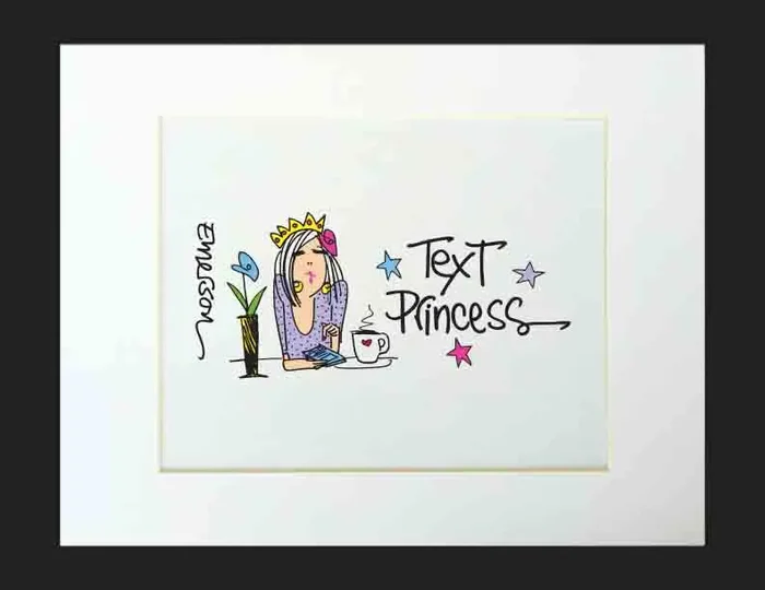 Text Princess Matted Print