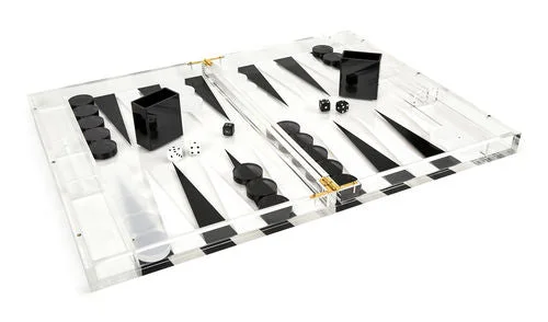 Tizo Design Lucite Backgammon Set, Black/White