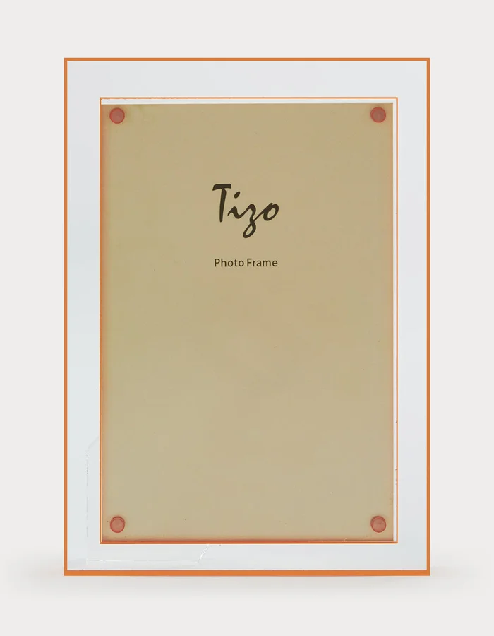 Tizo Design Lucite Frame With Orange Double Border, 5*7