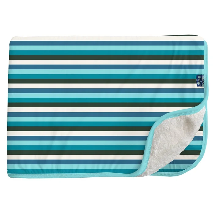 Toddler Blanket with Sherpa Lining – Ice Multi Stripe