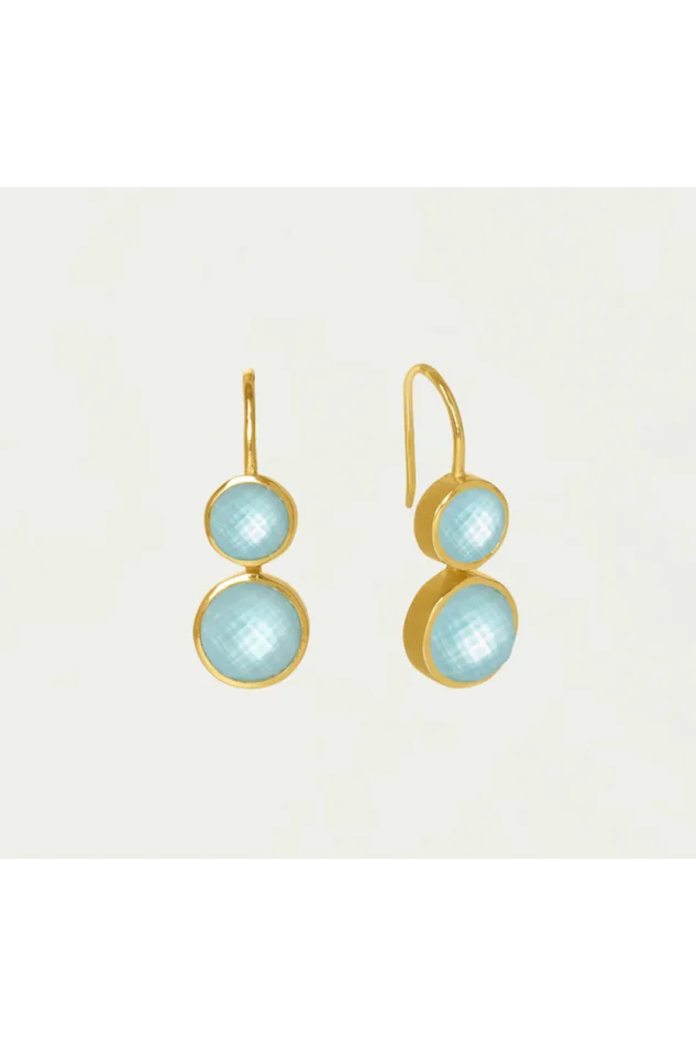 TULUM DOUBLE DROPLET EARRINGS SKY BLUE GEMSTONE