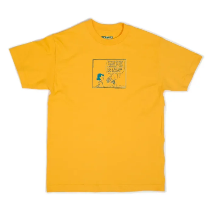 Turntable Lab: Peanuts Record Shopping Shirt – Gold
