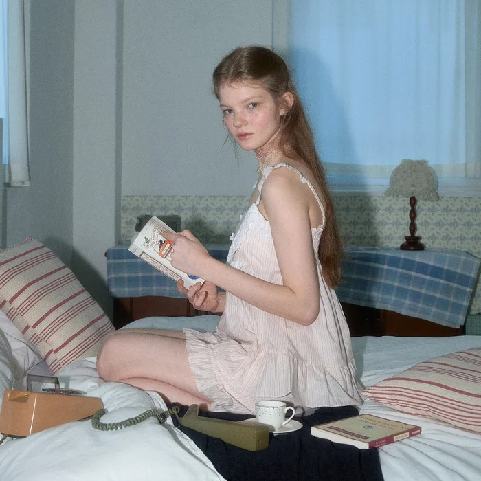 [ULLALA] Magaille Beige Sleeveless Pajama Set (40s Cotton)