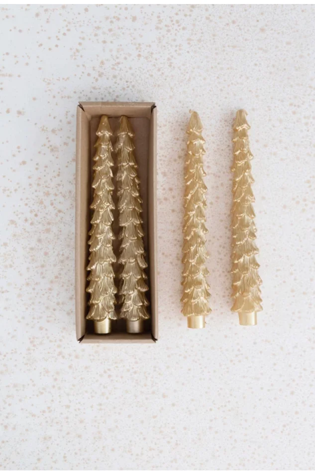 Unscented Tree Shaped Taper Candles, Set of 2 /10″