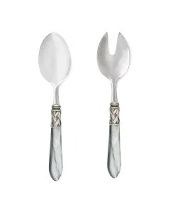 Vietri Aladdin Antique Light Gray Salad Server Set
