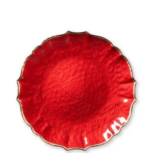 Vietri Pastel Glass Baroque Red Salad Plate