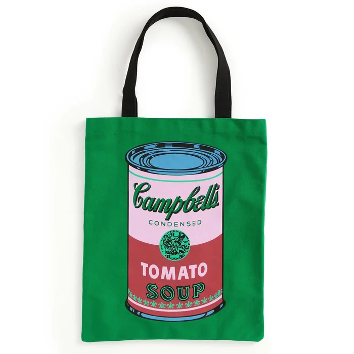 Warhol Soup Can Canvas Tote Bag – Green