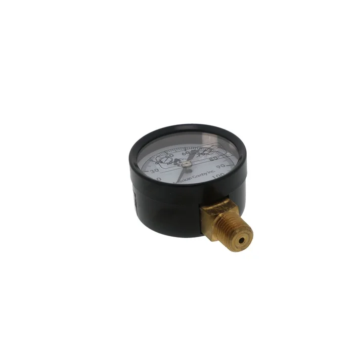 Water Pressure Gauge 100 PSI, 1/4″ MPT, 2.0″ Glass Dial, Lead Free Brass, Lower Mount, Black Steel Case