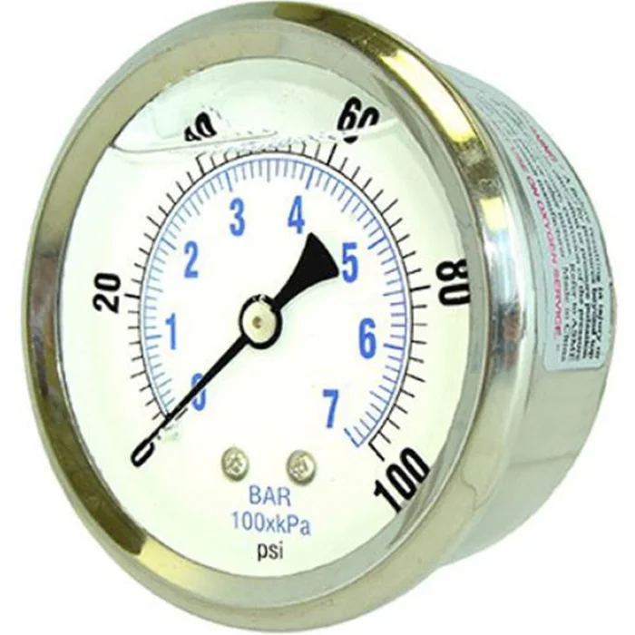 Water Pressure Gauge 1000 PSI, 1/4″ MPT, 2.5″ Plastic Dial, Center Mount, SS Case